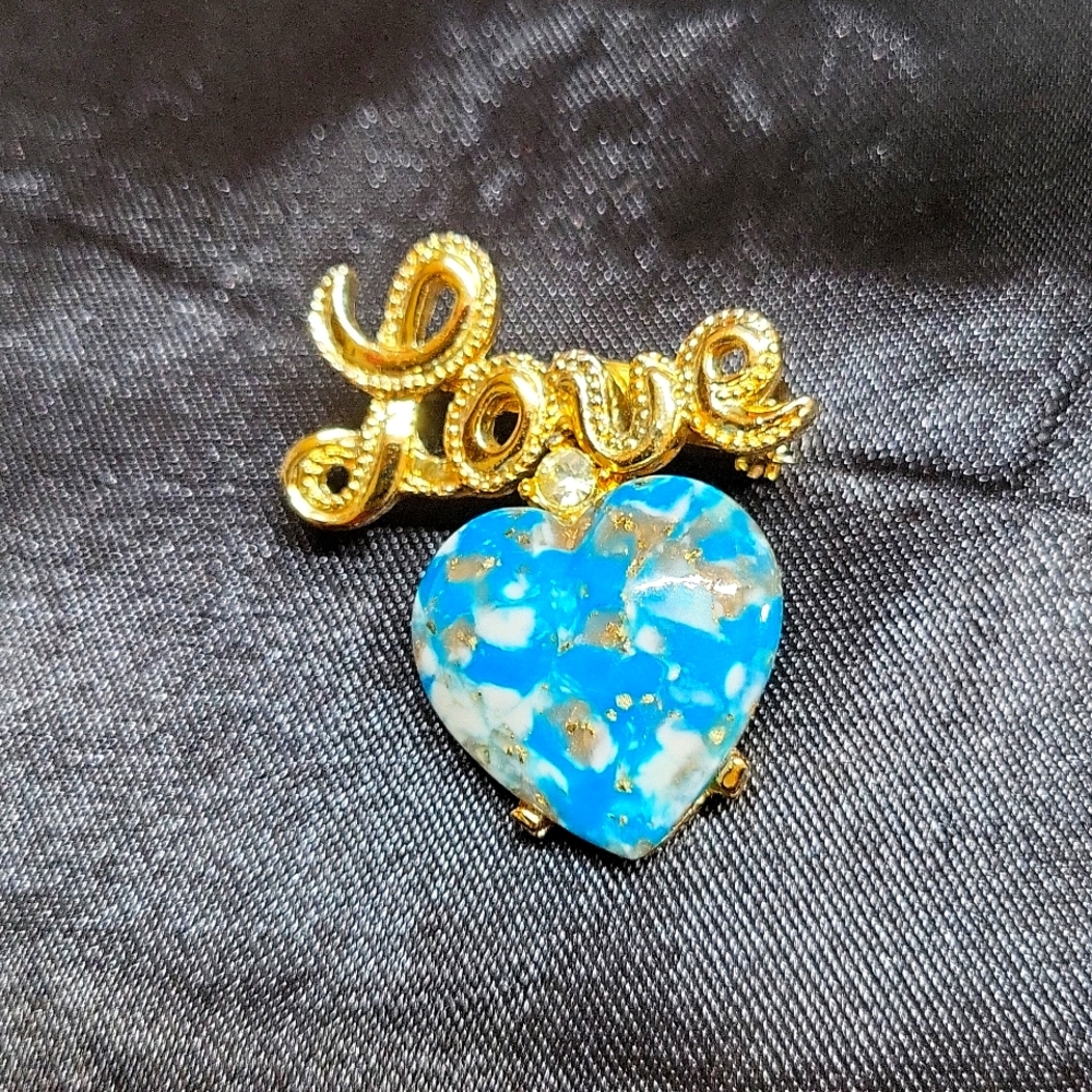 V58. Vintage GERRY'S "Love for Earth" Goldtone Brooch